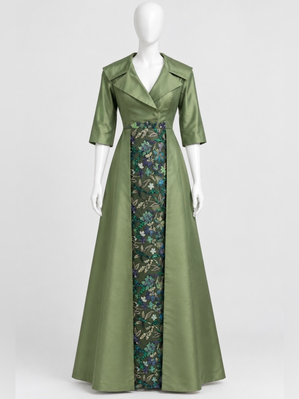 LanTing Green Embroidered Sequin A-Line Formal Mother of the Bride Dress Size 2